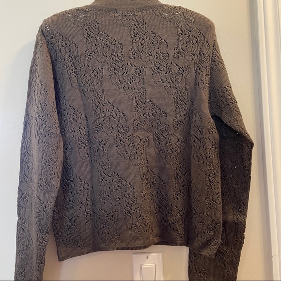 Vintage Brown Wool Lace Floral Cardigan - Picture 12 of 14